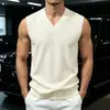 Chaleco de Punto para Hombre con Cuello en V, Texturizado, Sin Mangas, Otoño Invierno 2026, Suéter Base Casual de Negocios