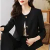 Nuevo Traje de Alta Gama Otoño 2026 para Mujeres Petites, Top Corto Estilo Hong Kong, Elegante Chaqueta Ajustada de Cuello Redondo