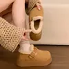 Zapatos Birkenstock Invierno Más Terciopelo Suela Gruesa Uso Exterior Zapatos de Algodón para Mujer 2026 Estilo Nuevo Más Terciopelo Cálido Botas de Nieve para Mujer Suela Gruesa Aumento de Altura