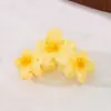 Grampo de Cabelo Grande de Frutas Coloridas com Três Flores de Plumeria, Estilo Europeu e Americano, Transfronteiriço, para a Parte de Trás da Cabeça, Acessório de Cabeça Tipo Mordedor de Tubarão para Banho