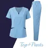 Roupas Prontas para Lavar à Mão para Médicas, Roupa Cirúrgica de Manga Curta para Enfermeira de Hospital de Animais, Roupas Elásticas de Secagem Rápida para Lavar à Mão