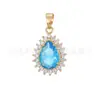 Collar con Colgante de Gema Popular en Forma de Gota Transfronterizo, Diseño de Lujo Ligero Incrustado con Diamantes, Cadena para Clavícula de Gemas Multicolor para Mujer