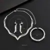 Venta caliente 2024 collar de joyería de novia pendientes pulsera al por mayor traje europeo y americano cadena de garra de pedrería traje de joyería al por mayor