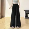 Calça Pantalona Branca de Linho Gelo Feminina Verão 2026 Nova Solta Casual Leve Respirável