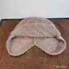 Gorro de Aviador de Punto con Orejeras de Piel de Conejo Estilo Coreano para Mujer, Cálido para Otoño e Invierno, Pequeño para Adelgazar la Cara, Gorro de Lana para Cabeza Grande