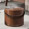 Tina Avanzada para Lavar Pies de Casa Cubo para Pies Barril de Madera Madera de Cedro Madera Maciza Cubo para Pies con Masaje Conservación del Calor Calefacción Tienda de Terapia para Pies Cubo de Baño