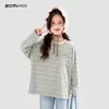 Camiseta de Manga Larga para Niña Otoño 2026 Nueva Elegante Ropa Infantil para Niños Mayores Top Rayado Holgado Camiseta Básica Infantil