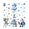 Decorações de Festa de Natal da Amazon Rena Azul Papai Noel Adesivos Estáticos Floco de Neve Boneco de Neve Adesivos para Vidro