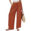 Amazon desea primavera y otoño pantalones casuales de pierna ancha con cordón suelto de algodón y lino de color sólido para mujer europea y americana