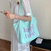 Bolsa de Tote Casual de Nylon Estilo Coreano, Bolso de Mano de Moda con Estampado de Letras, Bolso Cruzado de Rayas de Celebridad de Internet de Doble Cara para Mujer