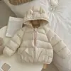 Chaqueta ligera de plumón y algodón para niños, abrigo corto de algodón para bebé, abrigo de algodón con capucha para niños y niñas, ropa exterior elegante para niños pequeños y bebés