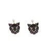 Pendientes de Pantera Negra con Imitación de Perla, Moda Creativa Transfronteriza, Completamente Incrustados con Diamantes, Pendientes de Diseño de Lujo Ligero de Nicho Exquisito