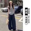 Pantalones de Lino Azul Marino Modelo Nuevo 2026 para Mujer, Verano Tallas Grandes Adelgazantes Forma de Pera Pequeña Algodón-Lino Pantalones de Pierna Ancha