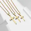 Cruz de Aço Inoxidável com Paisagem Simples Transfronteiriça Europeia e Americana Colar Cruzado Unissex Titânio Aço Par Pingente Cruz Joia