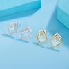 Brincos Quadrados com Fivela Geométrica de Diamante Flash Design Simples Sentido de Design Nicho Brincos de Vento Frio 2024 Novo Feminino Versátil