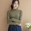 Top Camiseta Base para Mujer con Terciopelo Bariyang Proteína Cuello Redondo Cuello Medio Otoño e Invierno Cuello Medio Alto Ropa Exterior Cálida