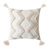 Funda de almohada decorativa de estilo étnico, color blanco cremoso, estilo bohemio marroquí, para sala de estar, sofá, ventanal, almohada de cintura