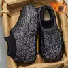 Pantuflas de Invierno de Algodón para Hombre con Superficie de Cuero, Impermeables, Forradas de Felpa, Engrosadas, Botas de Nieve Cálidas, Zapatos de Algodón Perezosos sin Cordones
