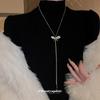 Suéter collar de diseño simple para mujer, collar largo de alto sentido, cadena doble de suéter de temperamento nicho, joyería al por mayor