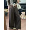 Foto real de los nuevos pantalones anchos de mujer estilo coreano para el otoño de 2026, holgados y casuales, con efecto fluido, pantalones de traje hasta el suelo 18646