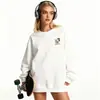 Sudadera de Algodón Pesado para Parejas, Corte Holgado, Cuello Redondo, Sin Capucha, Pulóver, Versátil, Cálida, Prenda Superior Estampada para Otoño e Invierno