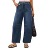 Nuevos Jeans de Comercio Exterior Transfronterizos de Primavera y Verano Casual Lavados Sueltos de Pierna Ancha Jeans para Mujer