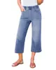 Ropa de Mujer Europea y Americana Transfronteriza Jeans Cortos Adelgazantes Elásticos Jeans Blancos Pantalones Rectos de Cintura Alta Pantalones de Mujer a la Moda