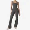 Traje de Yoga de una Pieza de Venta Caliente Transfronterizo para Usar como Ropa Exterior, Cuello Cuadrado, Espalda Hermosa, Glúteos Huecos, Secado Rápido, Ajustado, Mono de Yoga de Campana