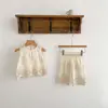 Traje de Niña Estilo Coreano 2026 Verano Nuevo Estilo Chaleco Vestido Conjunto de Dos Piezas Bebé Niña Bordado de Encaje Ropa para Niña Pequeña