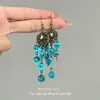 [Estilo Exótico] Pendientes de Borla Azul Pavo Real Estilo Étnico de Nicho de Gama Alta Retro Pendientes de Disco Exquisitos