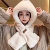 Bufanda y Sombrero Integrados Otoño e Invierno Cálido Felpa Engrosado Imitación Piel de Conejo Lindo Sombrero con Protección para las Orejas 2024 Estilo Caliente para Mujeres