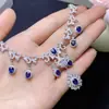 Collar de Zafiro Natural, el Color es Excelente, Cada Piedra es una Pieza de Calidad Premium, Finamente Elaborado con Incrustaciones de Plata S925, Tamaño de la Piedra Principal 4*5mm