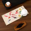 Paño de Cocina al por Mayor Paño de Cocina de Alto Nivel para Té Kung Fu Esterilla para Té Estilo Chino Pintada Tendencia Nacional Engrosada Absorbente de Agua No Suelta Pelusa No se Desvanece Esterilla para Té