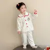 Lindo conjunto de pijama suave de doble cara con estampado de lunares y gato de dibujos animados, para niñas, ropa de estar para bebé niña
