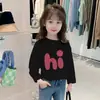 Camiseta Básica de Manga Larga de Algodón Puro para Niñas para Primavera, Otoño e Invierno, Top Ajustado para Principios de Otoño, Estilo Sencillo para Niñas, Camiseta Elegante para Niños Mayores