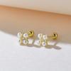 Pendientes sencillos de plata S925 con forma de trébol de cuatro hojas y perla, con diseño de hueso de oreja, para mujer