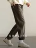 Calças Casuais Masculinas com Textura de Veludo Cotelê e Forro de Lã Coleção Primavera 2025 Calças Quentes de Lã de Perna Larga com Efeito de Caimento Roupa Masculina