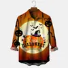 Camisa de Manga Larga con Cuello Estampado Digital 3D para Hombre, Europea y Americana, Serie de Halloween, Estación Independiente, Más Vendida
