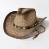 Sombrero de paja estilo vaquero occidental transfronterizo, sombrero de sol estilo étnico, sombrero de sol para vacaciones, sombrero de sol para viajes, sombrero de paja para exteriores