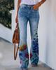 Pantalones Largos Casuales de Mujer Irregulares con Estampados Florales y de Pájaros, Tendencia Transfronteriza de Verano 2025