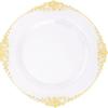 Plato de Relieve Azul Transparente Bronceado Plato Desechable para Cena Borde Plateado PS Plástico Duro Vajilla Oro Rosa Juego de Platos para Cena