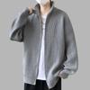Cardigan de Tricô Pesado Novo Outono e Inverno Zíper Duplo Gola Alta Suéter Estilo Japonês Masculino Simples Solto Jaqueta Versátil Roupa Masculina