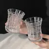 Estilo Ins Taza Simple de Vidrio para Jugo Pétalos en Relieve Taza de Pétalos China Bebida Fría Hielo Taza de Café Americana Taza para Bebidas