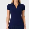 Top Esportivo Caijue Feminino Gola V Secagem Rápida Camisa Polo Sensação Fresca Lapela de Golfe Camiseta de Manga Curta Roupa para Badminton Tênis