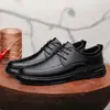 Novos Sapatos Casuais Masculinos de Comércio Exterior Couro Genuíno Couro Macio Cadarço Couro Bovino de Primeira Camada Solado Macio Confortável Negócios Sola Grossa Sapatos de Couro
