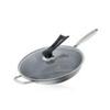Wok Antiaderente Aço Inoxidável Colmeia Cabo Único Wok Doméstico com Cabo Destacável Fogão de Indução