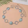 Comercio electrónico transfronterizo más vendido cadena de cintura ovalada con textura floral retro estilo étnico cadena para ombligo bohemia para mujeres