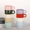 Caixa de Presente Personalizável com Logo Cerâmica Simples Copo Empilhável Caneca Café Leite Copo Presente Fábrica de Liling