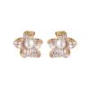 Nuevos Pendientes de Perla de Agua Dulce con Flor Microincrustada, Pendientes Versátiles de Nueva Estética Verde, Pendientes de Lujo Ligero de Moda