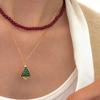 Serie navideña árbol de Navidad Hao piedra diamante cadena de suéter aretes altos collar simple retro joyería versátil mujeres